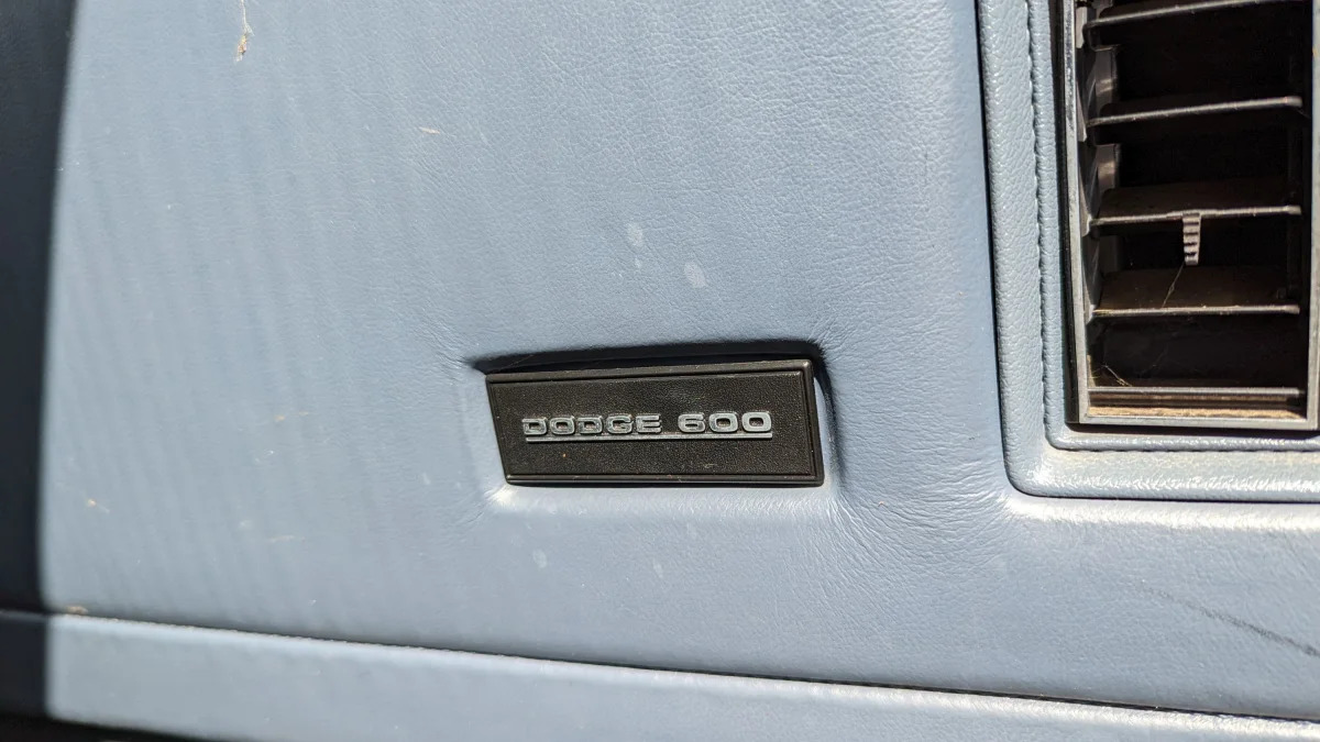 21 - 1987 Dodge 600 Sedan in California junkyard - photo by Murilee Martin