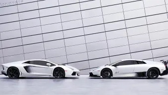 Dueling Lambos: Lamborghini Aventador meets Lamborghini Murcielago
