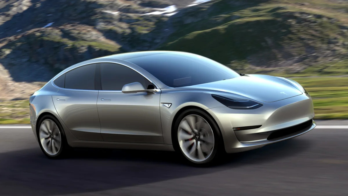 Tesla Model 3 silver front