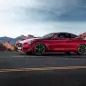 The 2017 Infiniti Q60 Coupe, side view, dynamic shot.