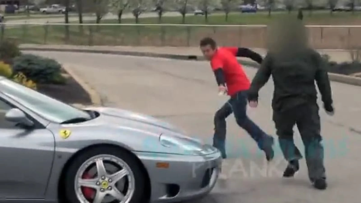 Pranked angry Ferrari owner says urine trouble now, man!