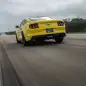 yellow hennessey performance hpe750 mustang rear at speed