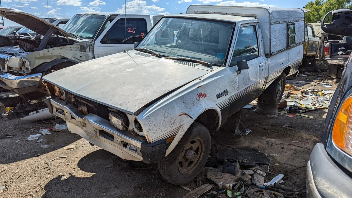 39 - 1986 Dodge Ram 50 in Colorado wrecking yard - photo by Murilee Martin