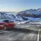 The 2017 Jaguar XE, front three-quarter dynamic in the mountains.