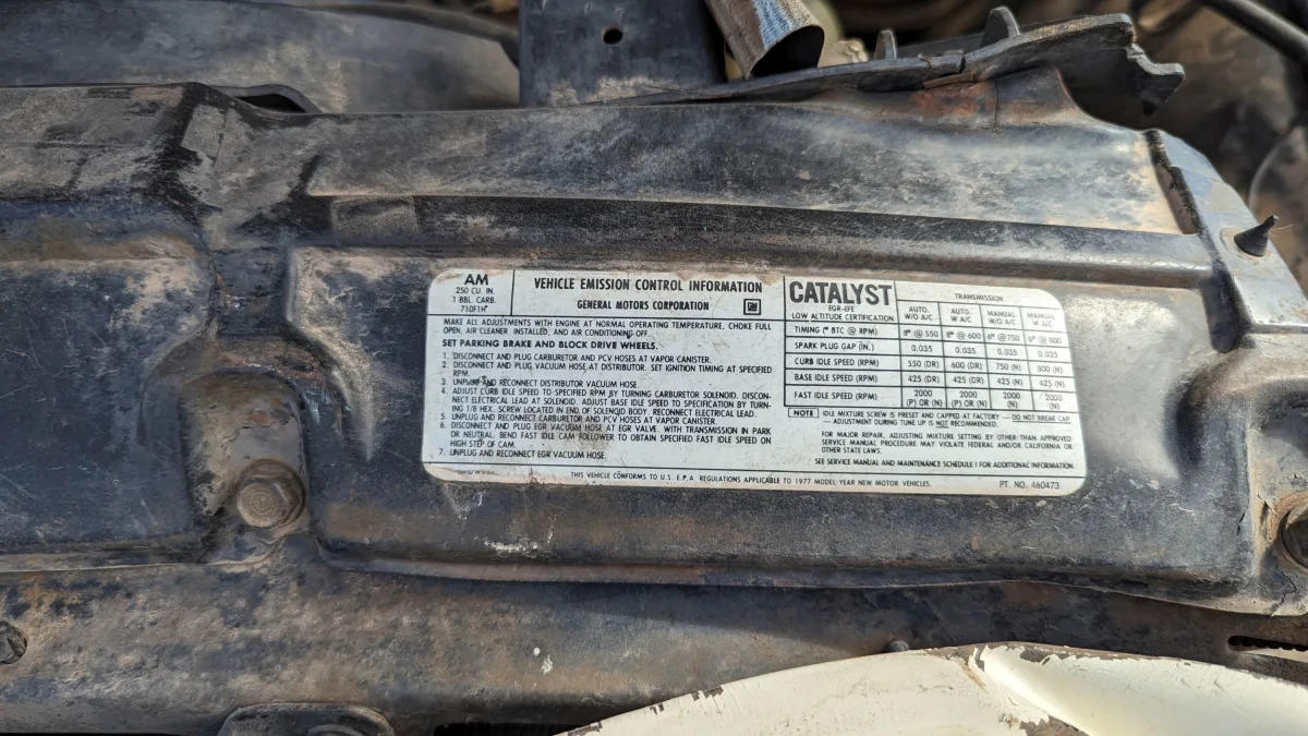 20 - 77 Chevrolet Malibu Coupe in Arizona junkyard - photo by Murilee Martin