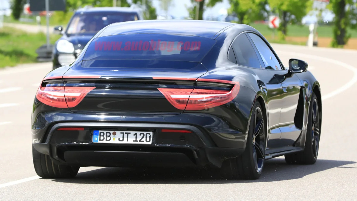 Porsche Taycan spied with less camouflage