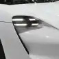 The Porsche Mission E concept, showed off at the 2015 Frankfurt Motor Show, headlight detail.