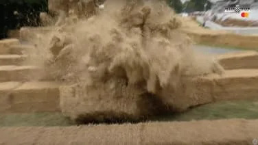 Watch the Hyundai RN22e send it into the straw bales at the Goodwood Festival of Speed