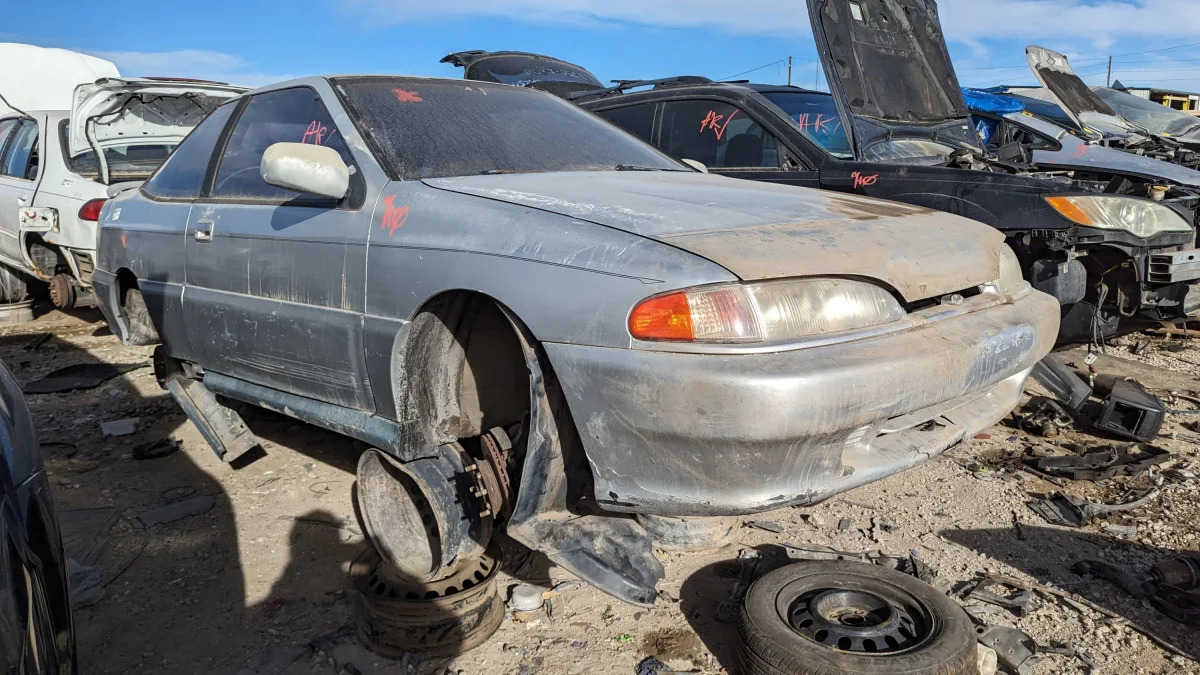 51 - 1993 Hyundai Scoupe in Colorado junkyard - photo by Murilee Martin