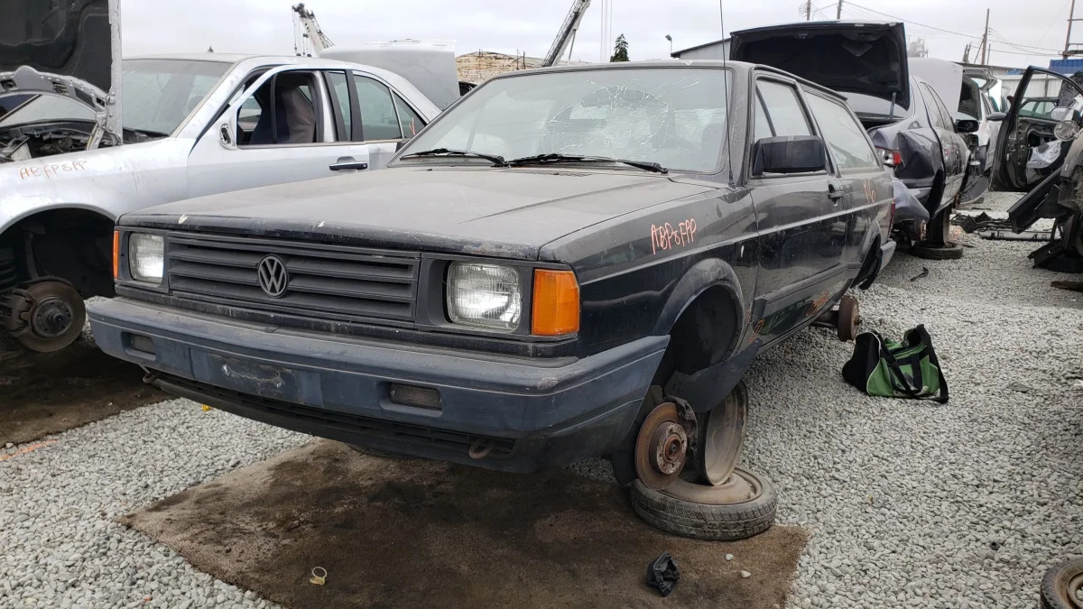 21 - 1990 Volkswagen Fox Wagon in California junkyard - photograph by Murilee Martin