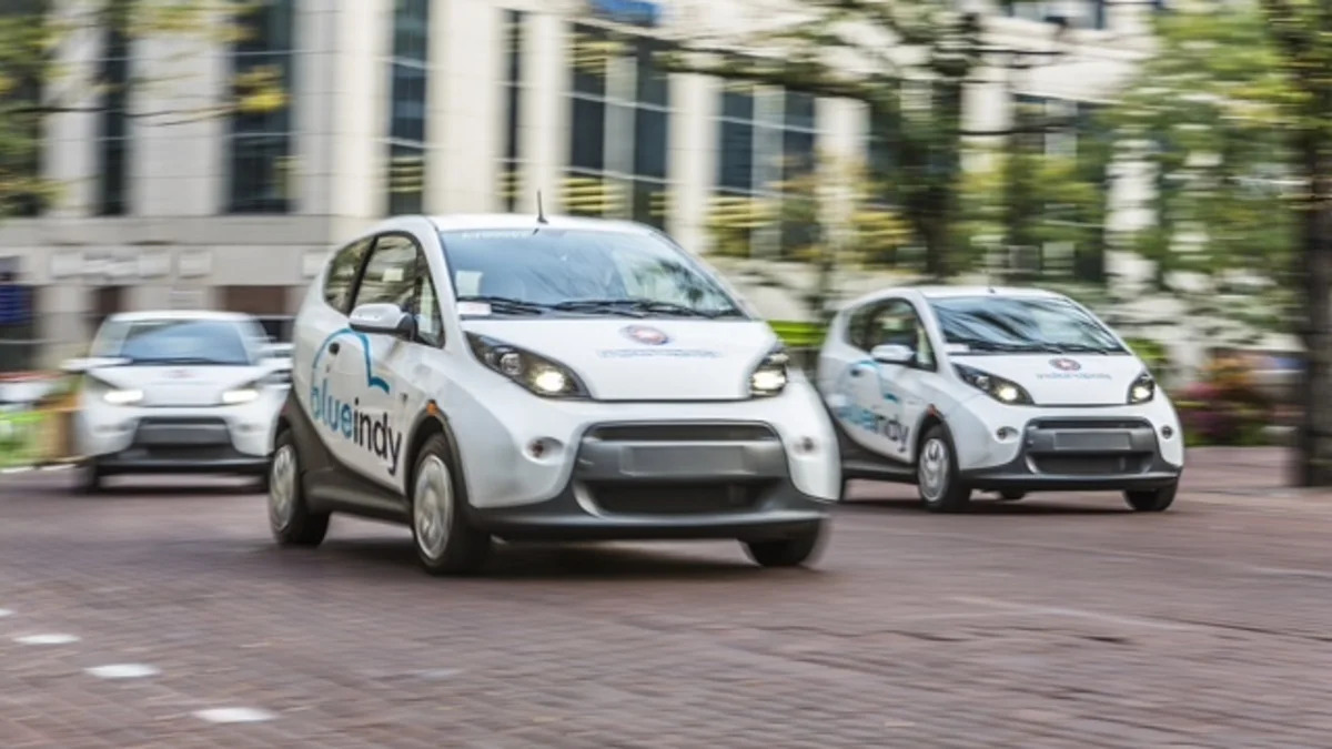 BlueIndy Carsharing EVs on the road