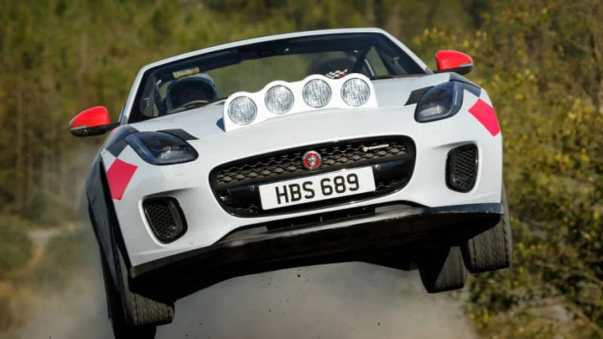 Jaguar F-Type Rally Car First Ride | This cat likes gravel