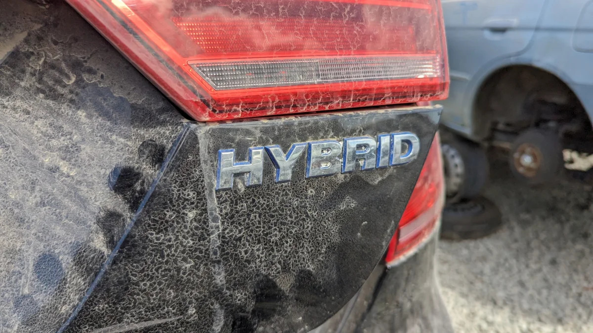 03 - 2013 Volkswagen Jetta Hybrid in California junkyard - photo by Murilee Martin