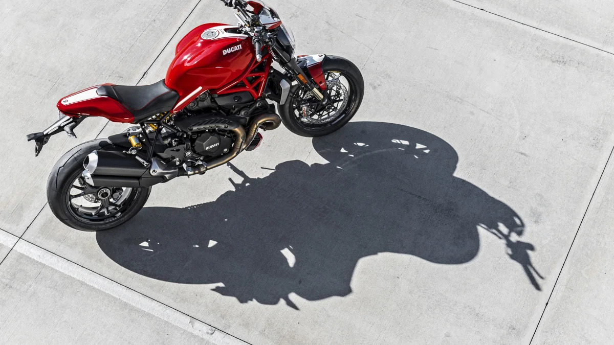 red ducati monster 1200 r from top