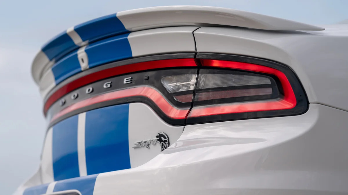 A new rear spoiler, unique to the Charger SRT Hellcat Widebody,