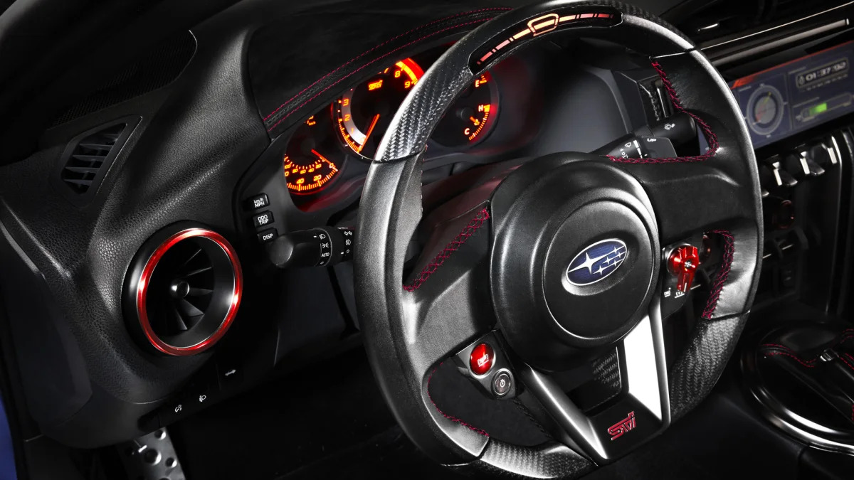 Subaru STI concept blue interior sterring wheel 