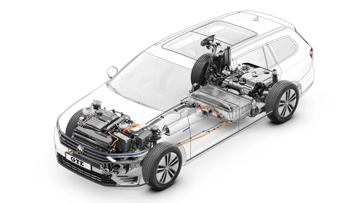 Volkswagen Passat GTE hybrid powertrain schematic