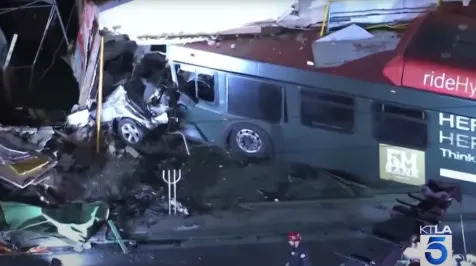 <h6><u>Watch a speeding Dodge Charger go airborne, get hit by a bus midair, destroy a restaurant</u></h6>