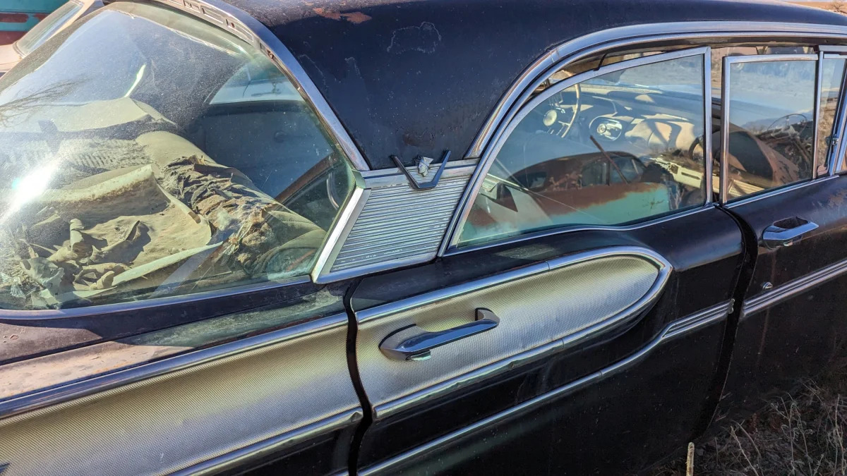 27 - 1957 Mercury Montclair Phaeton Sedan in Colorado junkyard - photo by Murilee Martin