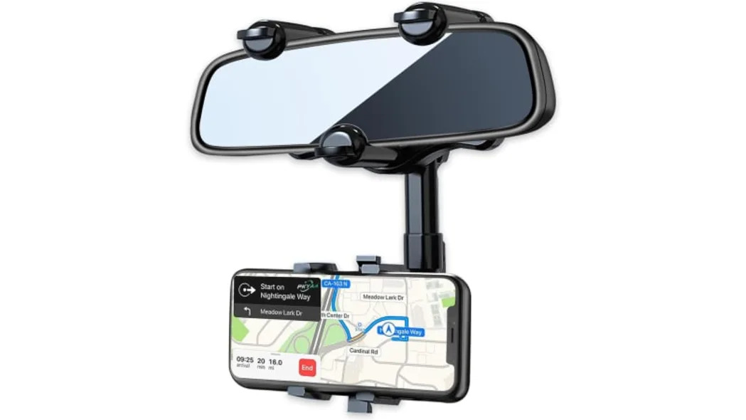 Pkyaa Rearview Mirror Phone Holder for Car