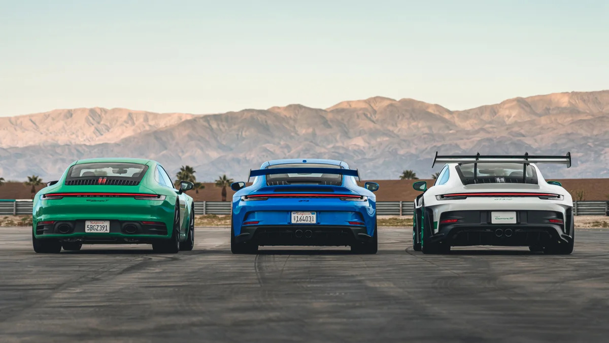 2023 Porsche GT3 RS with Carrera T left and GT3 middle