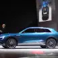 The Audi E-Tron Quattro concept is revealed to the press at Volkswagen Group Night ahead of the 2015 Frankfurt Motor Show, side view with Ulrich Hackenberg.