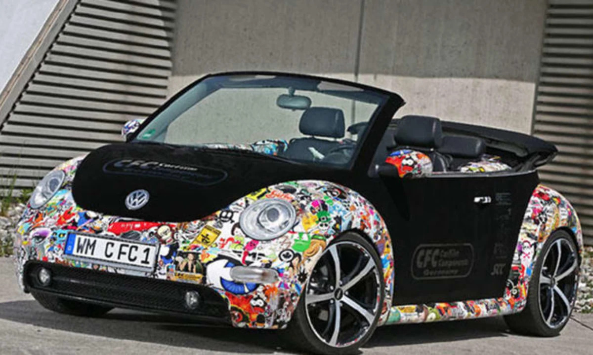 VW New Beetle Convertible gets stickerbombed - Autoblog