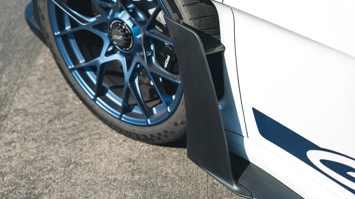 2023 Porsche GT3 RS aero front side air blade from rear