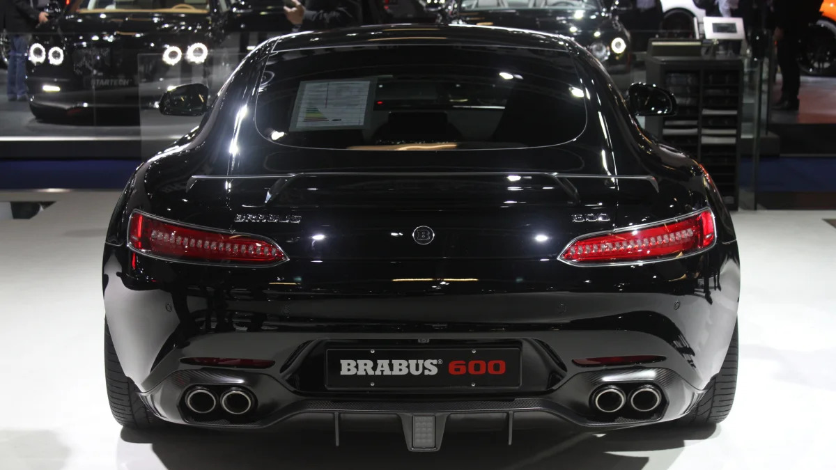 The Brabus 600, a tuned Mercedes-AMG GT S, at the Frankfurt Motor Show, rear view.