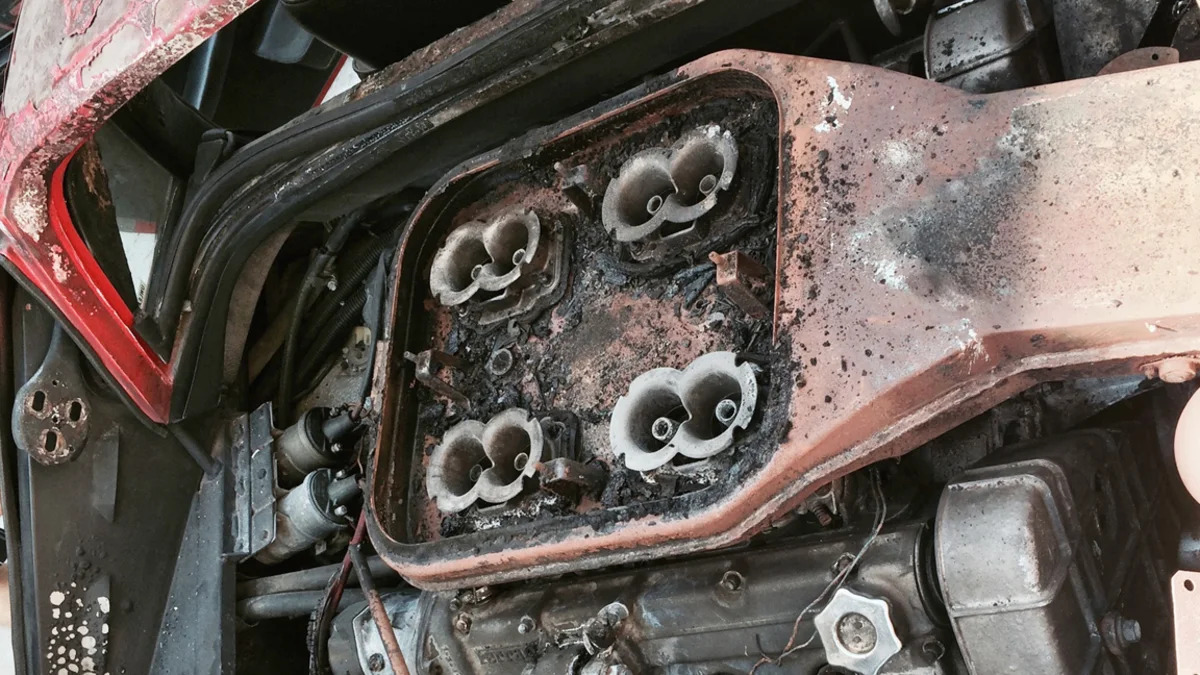 1978 Ferrari 308 GTS burned engine