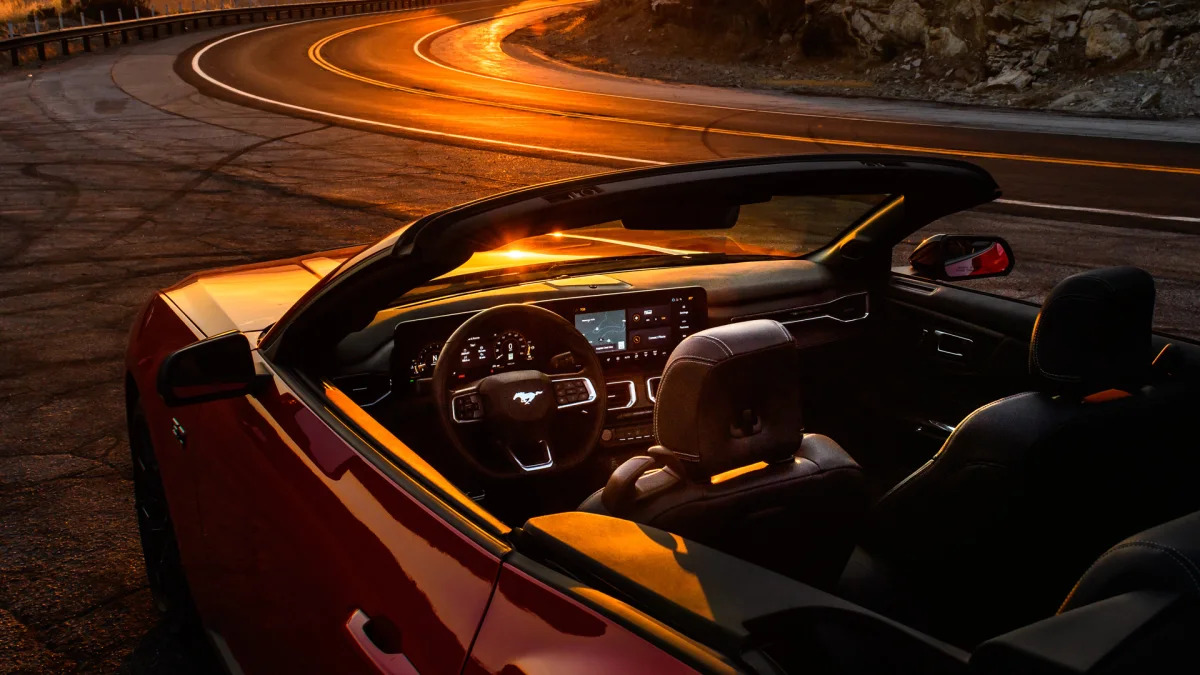 2024 Ford Mustang GT Convertible interior at night
