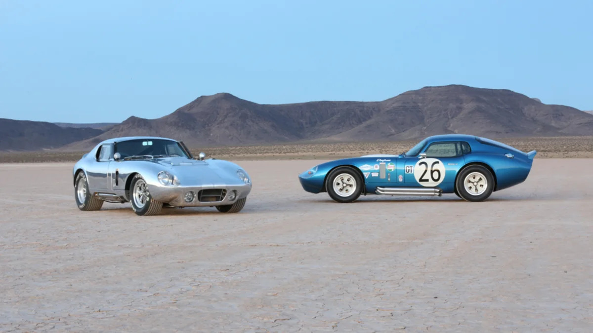The aluminum and fiberglass Shelby American Continuation Daytona Coupes.