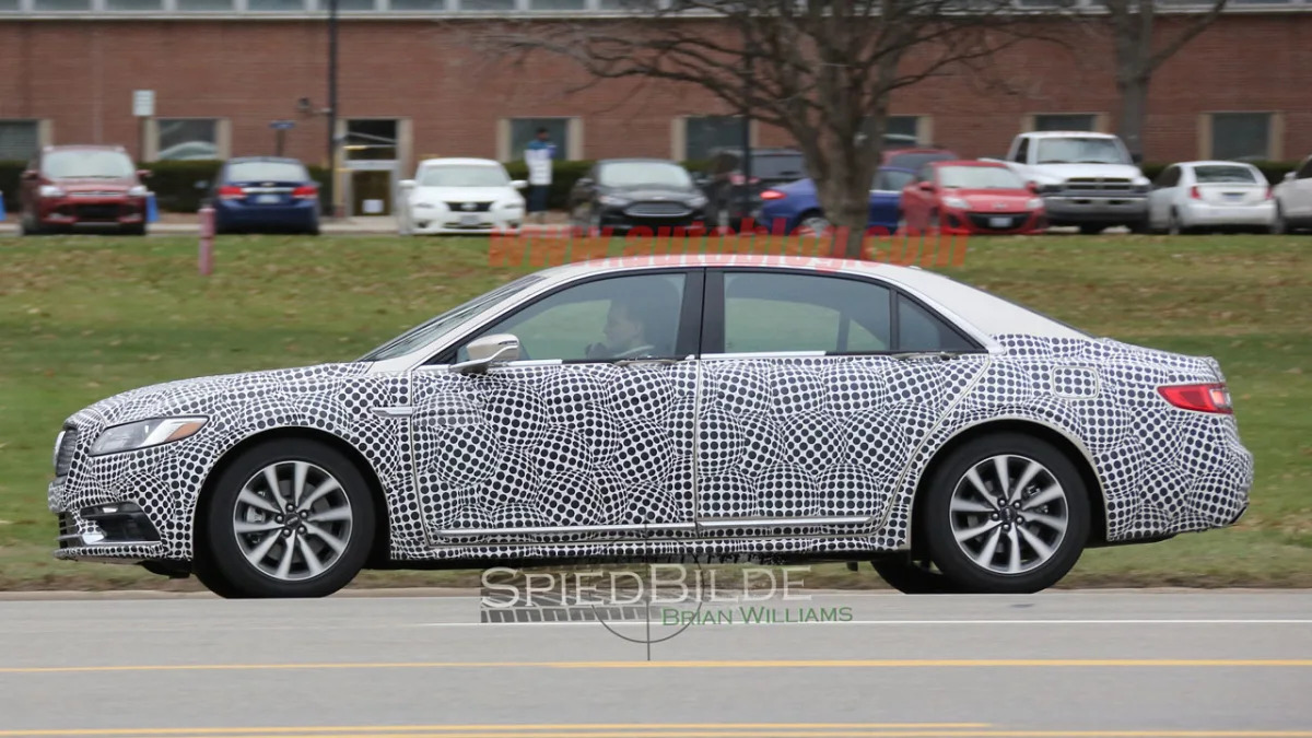 lincoln continental exterior spy shot profile camouflage