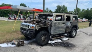 Hummer H2 burns to a crisp; now the owner won't need the hoarded gas