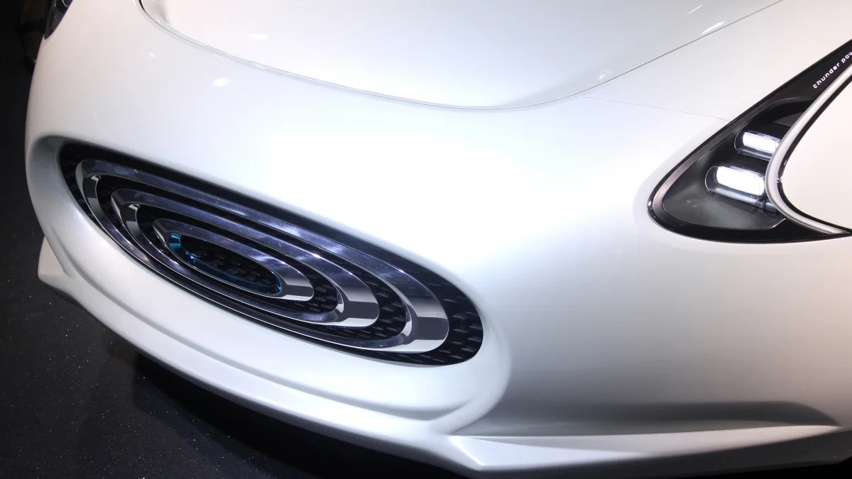 The Thunder Power electric sedan showed off for the first time at the 2015 Frankfurt Motor Show, detail of front fascia.