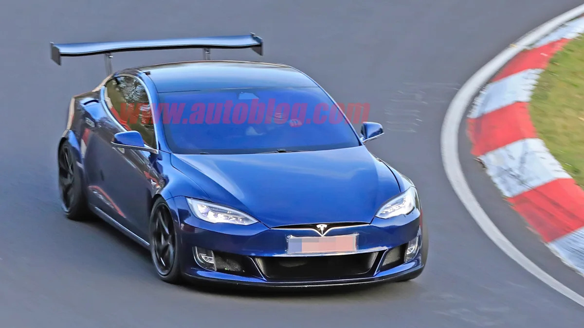 Tesla Model S Nurburgring massive wing