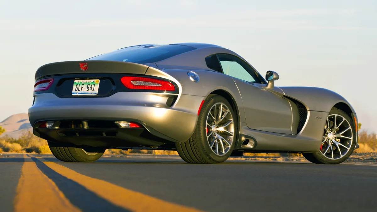 2015 Dodge Viper in silver on asphalt