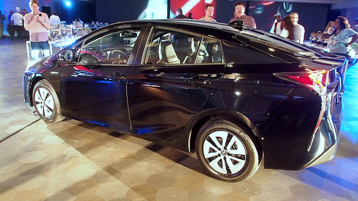 2016 Toyota Prius in black, rear 3/4