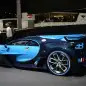 The Bugatti Vision Gran Turimso, designed for the Sony Playstation game Gran Turismo, at the 2015 Frankfurt Motor Show, rear three-quarter.