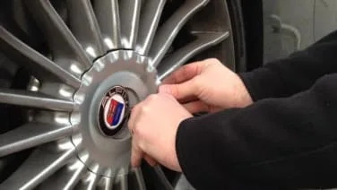 Check out the trick way you access the tire valve on this BMW Alpina B6