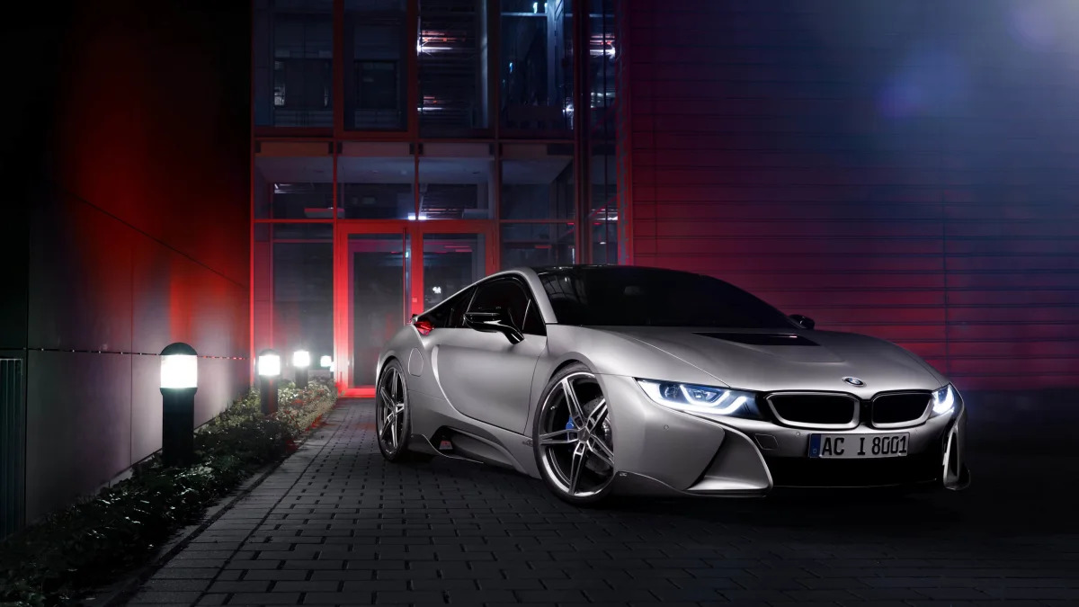 BMW i8 by AC Schnitzer parked night front 3/4