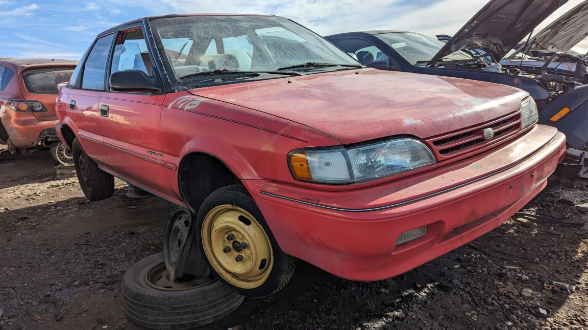 99 - 1990 Geo Prizm GSi in Colorado wrecking yard - photo by Murilee Martin