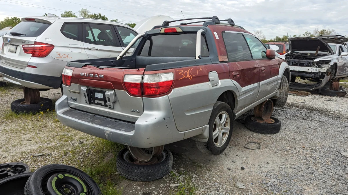 99 - 2003 Subaru Baja in Louisiana wrecking yard - photo by Murilee Martin