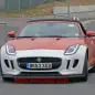 front orange jaguar f-type r-s spy shots at nurburgring