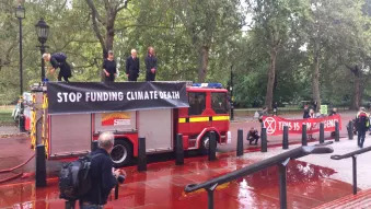 London climate change protest fake blood