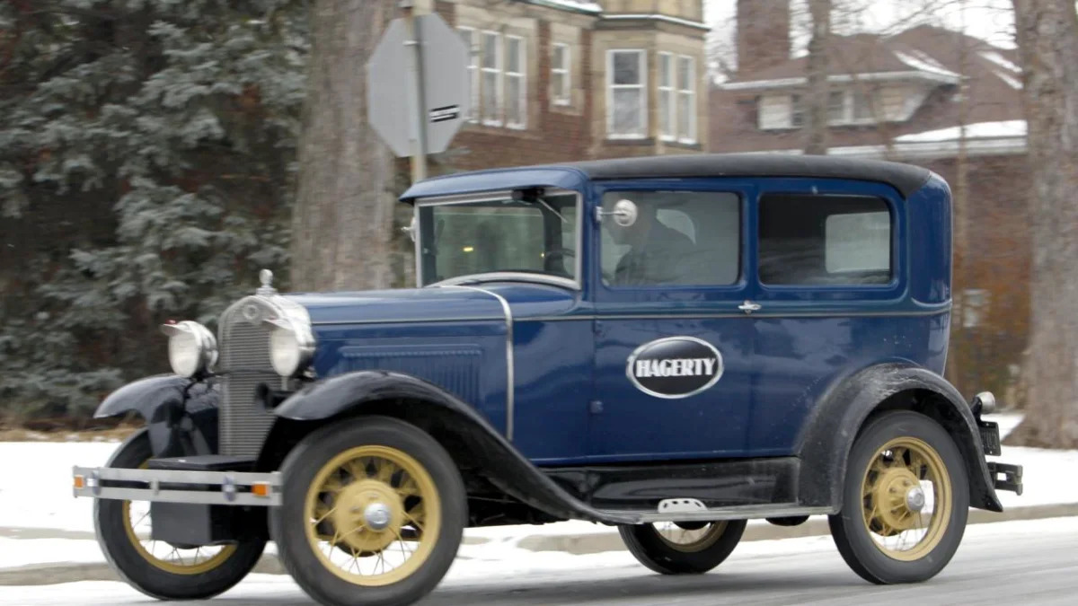 1930 Ford Model A Tudor Sedan driving