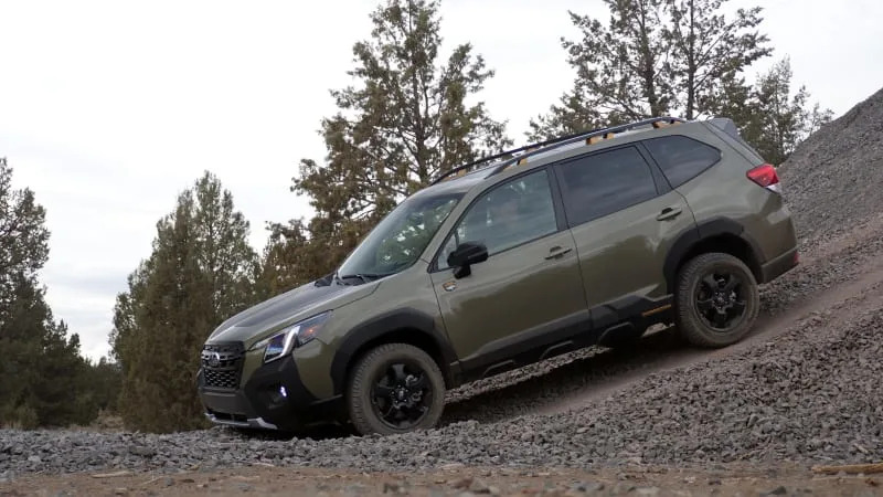 2022 Subaru Forester Wilderness action approach angle