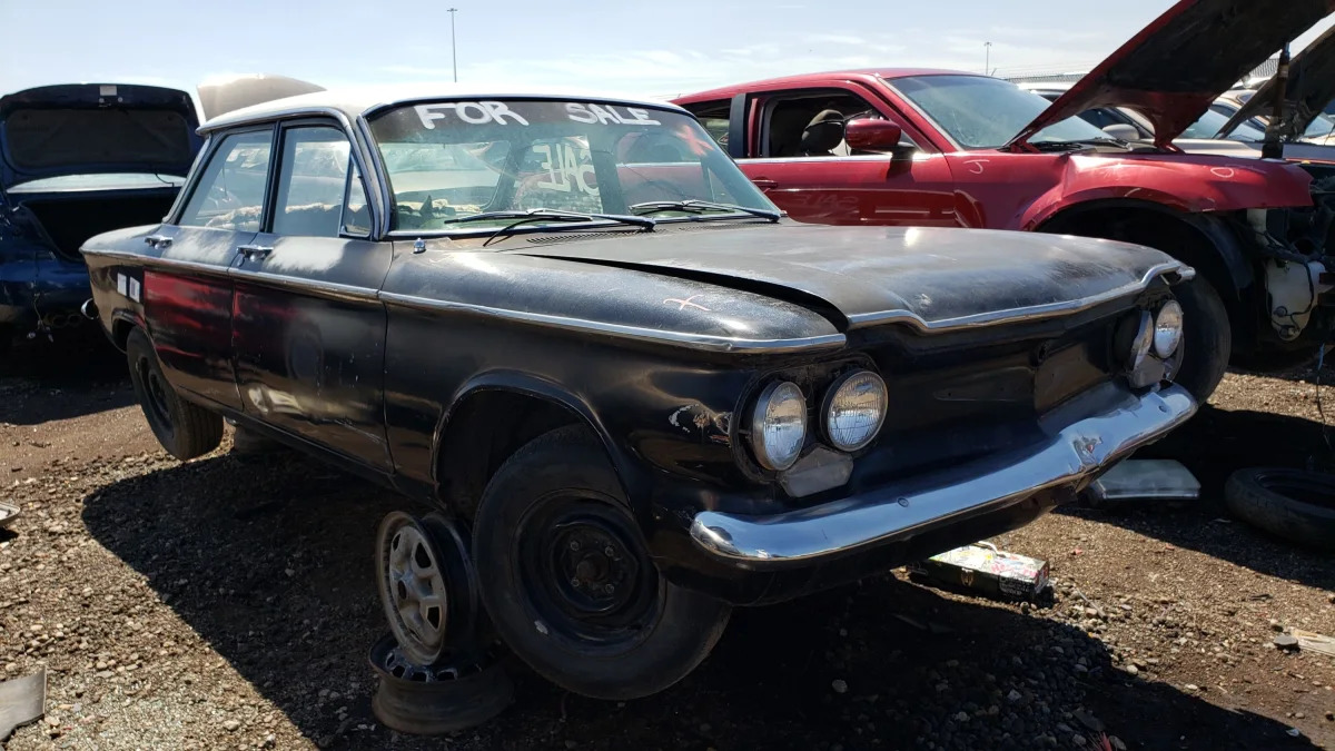 21 - 1960 Chevrolet Corvair in Colorado junkyard - photo by Murilee Martin