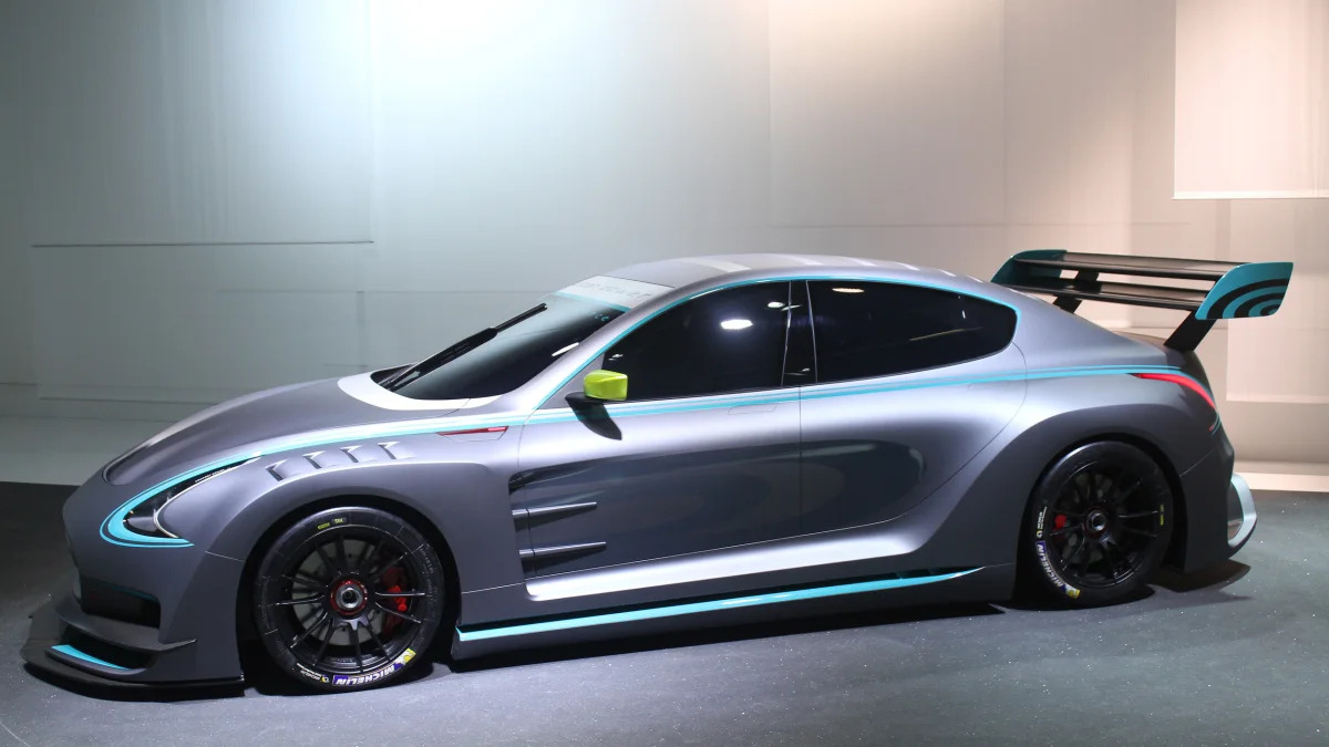 The electric Thunder Power Racer revealed at the 2015 Frankfurt Motor Show, front three-quarter view.