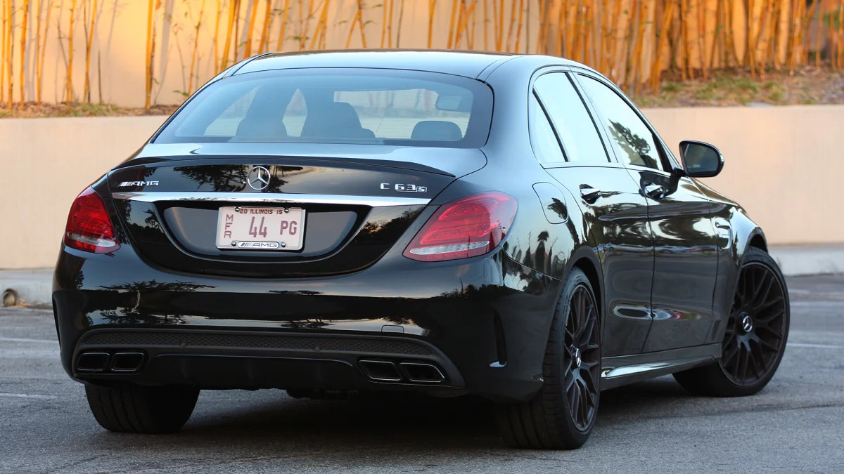 2015 Mercedes-AMG C63 S rear 3/4 view
